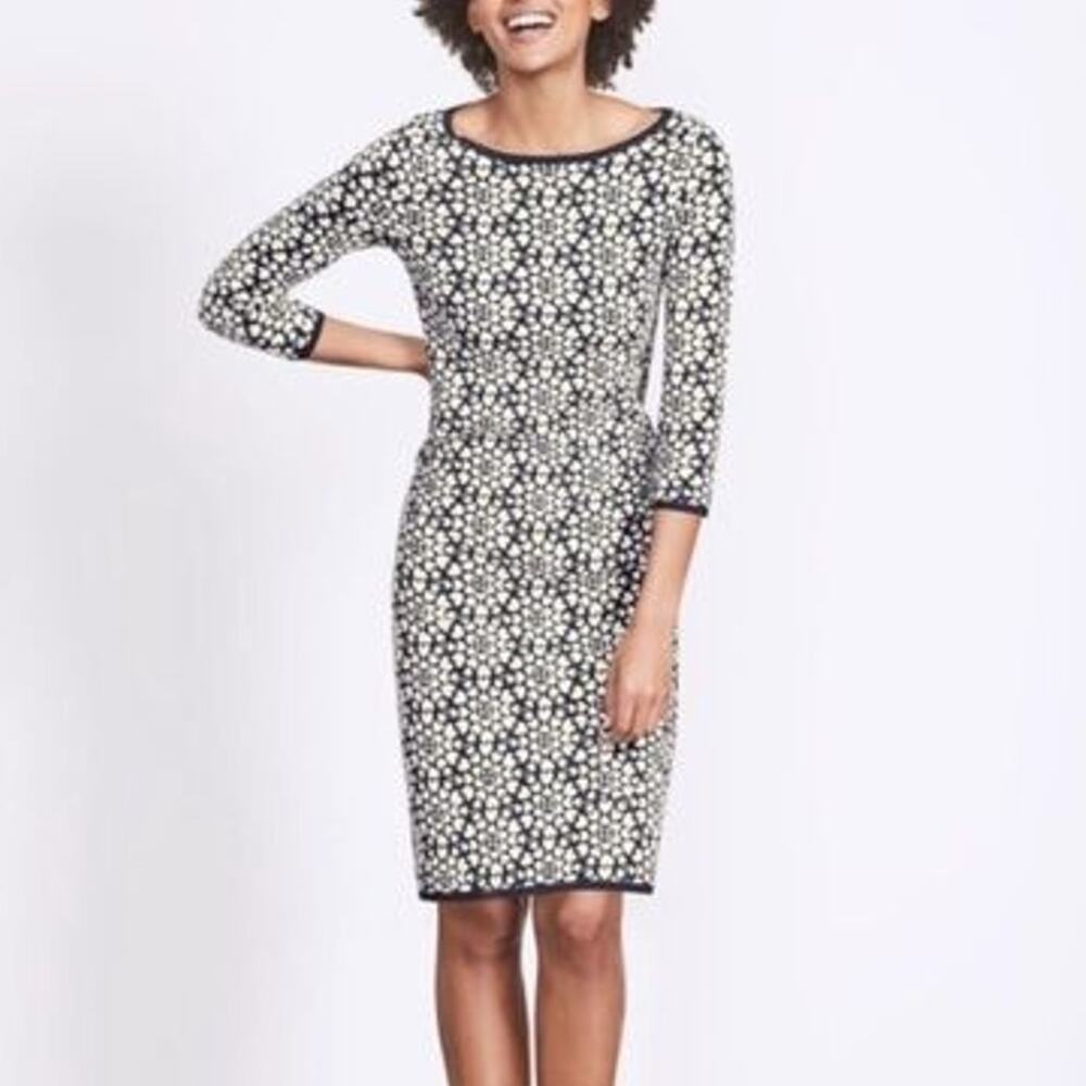 Boden Womens Prudence Heart Print Sweater Dress Size 8 Knit Dark Romantic Navy